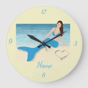 Beach Mermaid Valentine Thunder_Cove Große Wanduhr