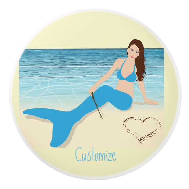Beach Mermaid Valentine Thunder_Cove Keramikknauf (Vorderseite)