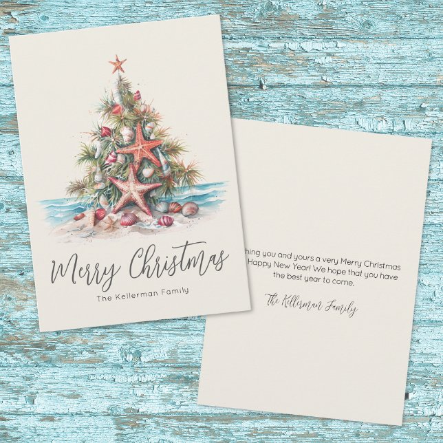Beach Merry Christmas Feiertagskarte (Beach Merry Christmas Holiday Card)