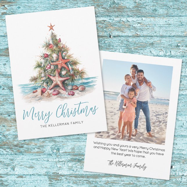 Beach Merry Christmas Feiertagskarte (Beach Merry Christmas Holiday Card)