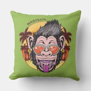 Beach Monkey individuelle Name & Farbe Kissen