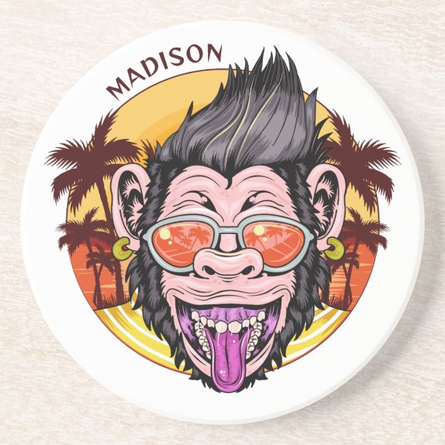 Beach Monkey individuelle Name Getränkeuntersetzer (Vorne)