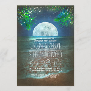 Beach Moonlight Engagement Party Lights Einladung