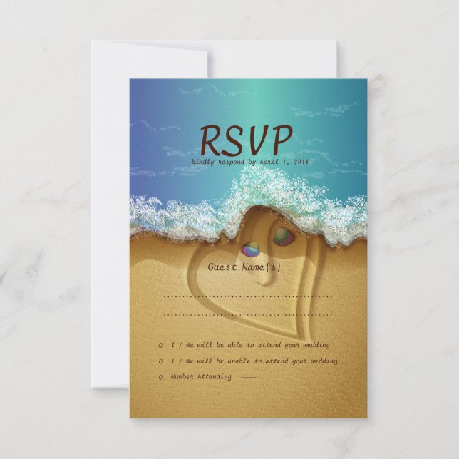 Beach Muschel Couple UAWG Wedding Card RSVP Karte (Vorderseite)