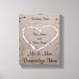 Beach Muschel Herz Personalisiert Leinwanddruck