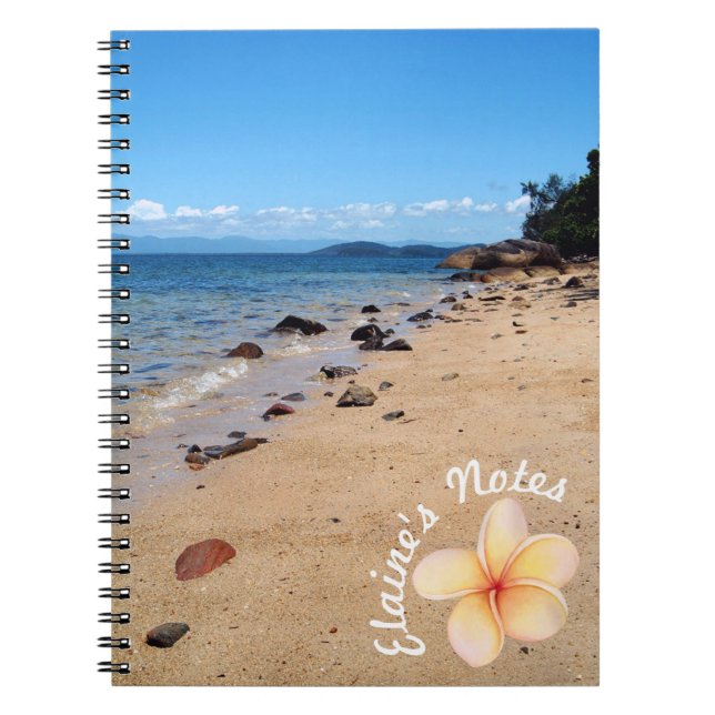 Beach Muscheln Frangipani Name Spirale Note Book Notizblock (Vorderseite)