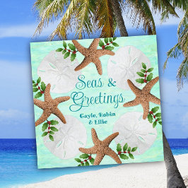 Beach Muscheln Weihnachts Liebe Wreath Flat Feiertagskarte
