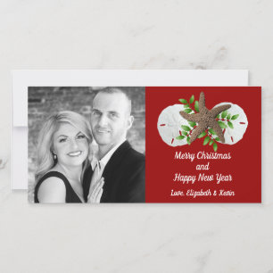 Beach Muscheln wischen Tropische Weihnachtsfotokar Feiertagskarte