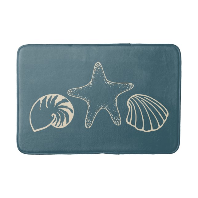 Beach Nautic Seashell Bath Mat Badezimmer Rug Gesc Badematte (Vorderseite)