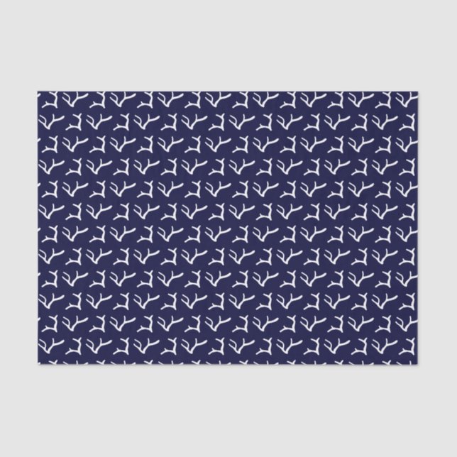 Beach Nautical Navy Blaues Minimalistisches Korall Seidenpapier (Vorderseite)