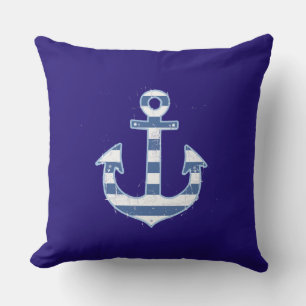 Beach Nautical Striped Anchor Kissen