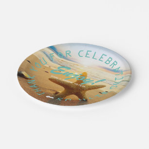Beach Nautical Wedding Party Personalisiert Pappteller