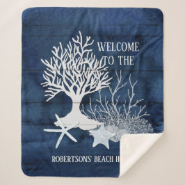 Beach Navy Blue Sea Muschel Coral Starfish Family Sherpadecke