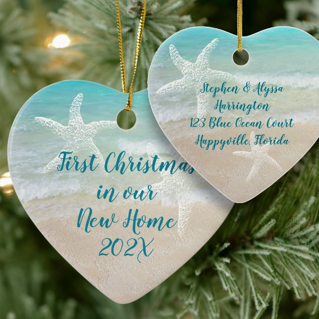 Beach New Zuhause First Christmas Starfish Keramik Ornament (Von Creator hochgeladen)