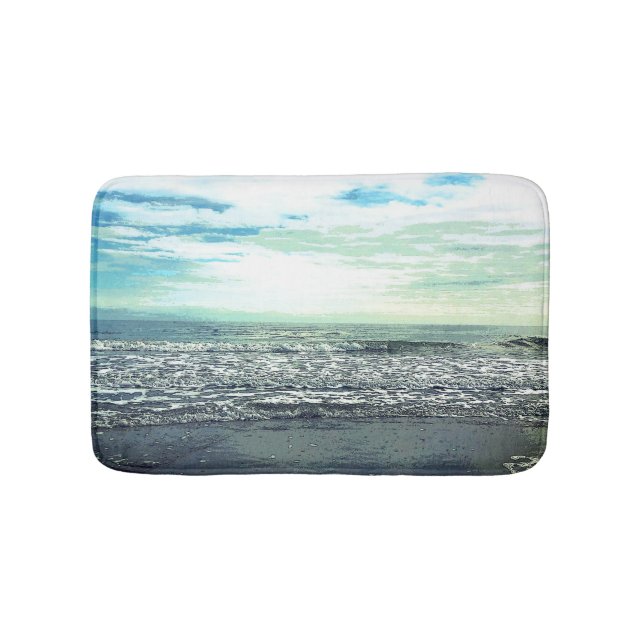 Beach Ocean Abstrakt Blue Grey Green Art Badematte (Vorderseite)
