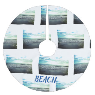 Beach Ocean Abstrakt Typografie Blaues weißes Must Polyester Weihnachtsbaumdecke