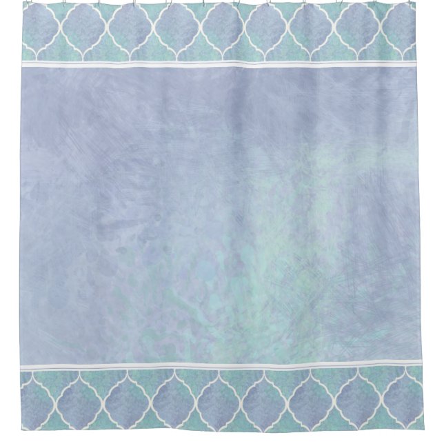 Beach Ocean Arabesque marokkanische Fliesengrenze  Duschvorhang (Vorderseite)