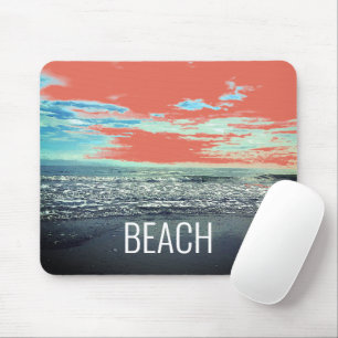Beach Ocean Artistic Typografie Blue Orange Landsc Mousepad