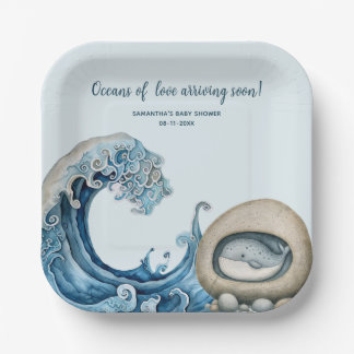 Beach Ocean Babydusche Pappteller
