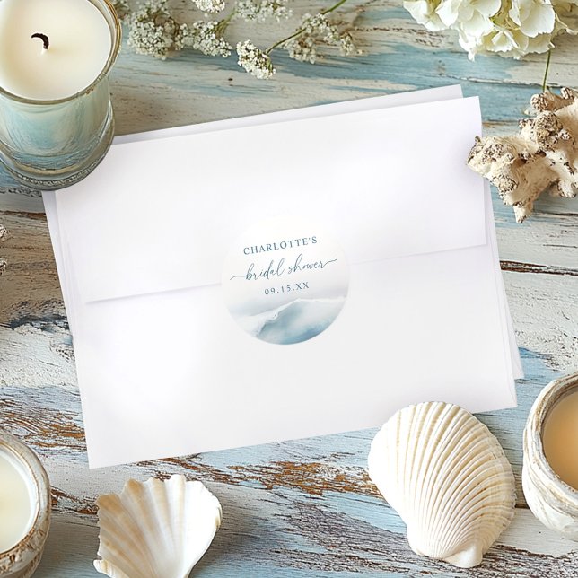 Beach Ocean Brautparty Runder Aufkleber (Von Creator hochgeladen)