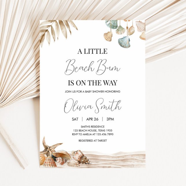 Beach Ocean Corals Baby Dusche Einladung (Beach Bum Ocean Tropical Corals Baby Shower Invitation)