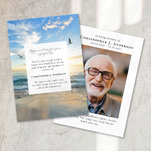 Beach Ocean Foto Beileid Beerdigung Gedenkstätte Dankeskarte