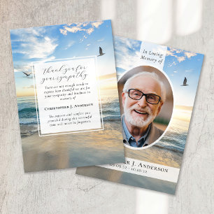 Beach Ocean Foto Beileid Beerdigung Gedenkstätte Dankeskarte