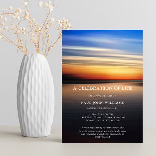 Beach Ocean Foto Feier des Lebens Beerdigung Grau Einladung