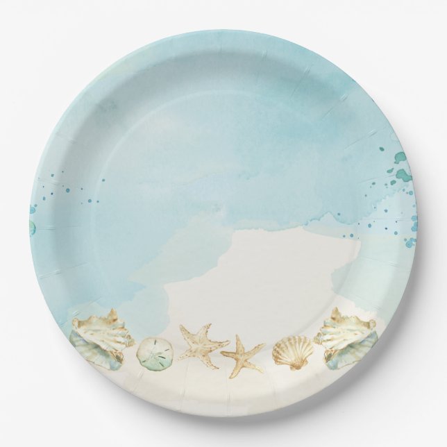 Beach Ocean Hochzeit in Urlaubsort Bridal Geburtst Pappteller (Vorderseite)