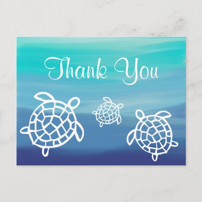 Beach Ocean Honu Turtles Vielen Dank Postkarte (Vorderseite)