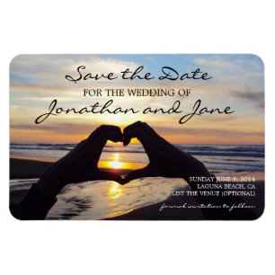 Beach Ocean Liebe Heart Wedding Save the Date Magnet
