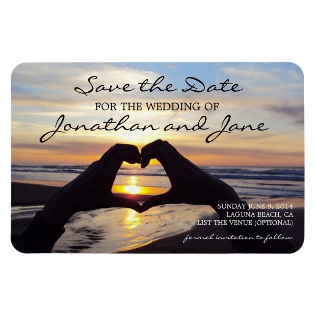 Beach Ocean Liebe Heart Wedding Save the Date Magnet (Horizontal)