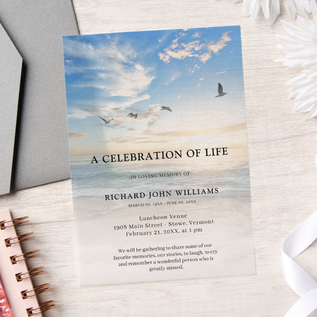 Beach Ocean Nature Feier des Lebens Beerdigung (Beach Celebration of Life Invitation)