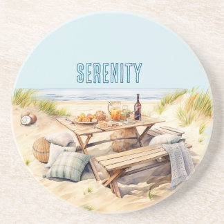 Beach Ocean Sand Picnic Table Food Getränkeuntersetzer