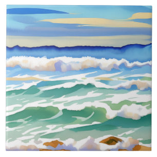 Beach Ocean Sea Design 300 Blue Green Fliese