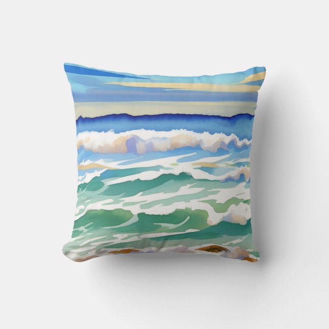 Beach Ocean Sea Design 300 Blue Green Kissen (Vorderseite)
