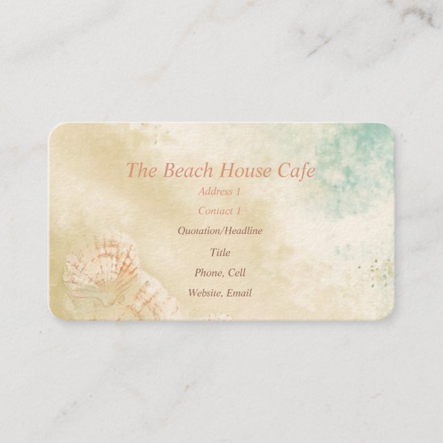 Beach Ocean Seaside Art Business Card Café Visitenkarte (Vorderseite)