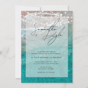 Beach Ocean String Lights Hochzeitseinladung Einladung