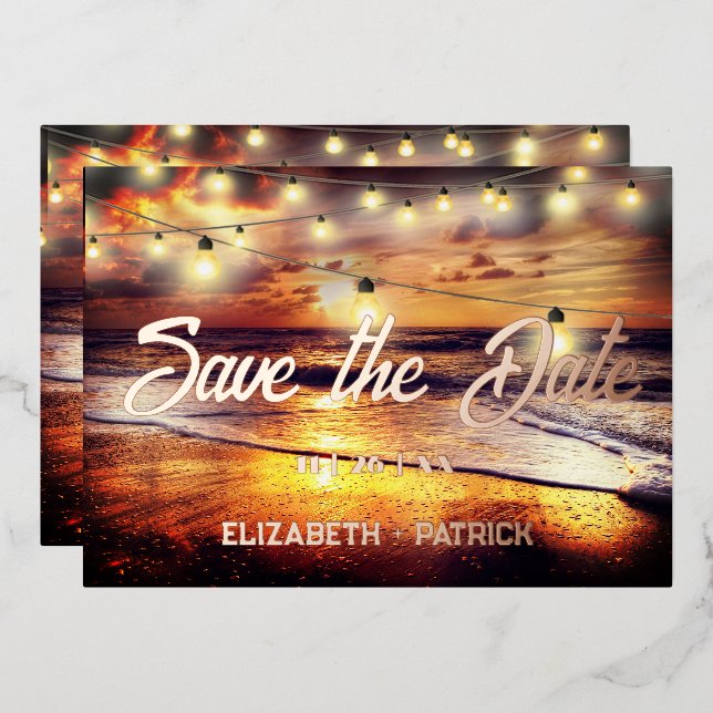 Beach Ocean Thema Save the Date Folieneinladung (Vorderseite/Rückseite)