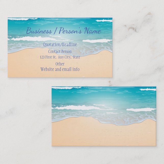 Beach Ocean Vacation Holiday Custom Visitenkarte (Vorne/Hinten)