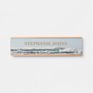 Beach Ocean Wave Mit Monogramm Name Wasser Blau Ni Türschild