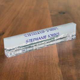 Beach Ocean Waves Mit Monogramm Name Blue Water Namensplakette