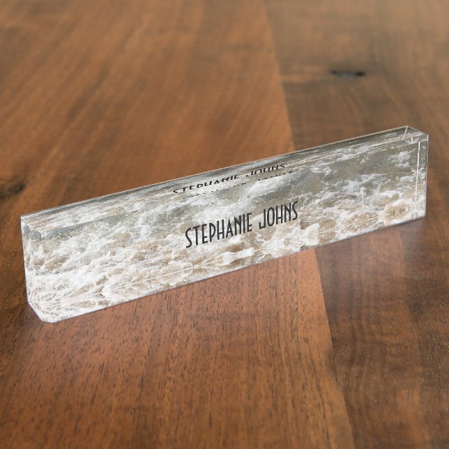 Beach Ocean Waves Monogram Individuelle Name Water Namensplakette (Seite)