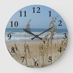 Beach Ocean Waves Sand Dune Sea Oats Landschaft Große Wanduhr