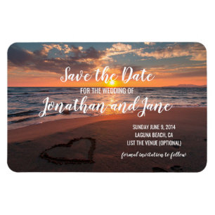 Beach Ocean Wedding Heart Deluxe Save the Date Magnet