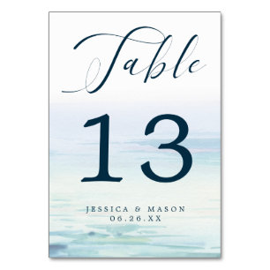 Beach Ocean Wedding Tischnummern Pedestal Schild