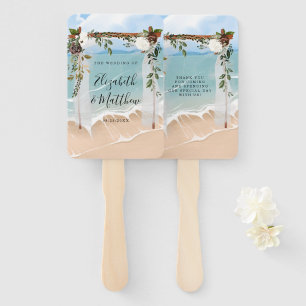 Beach Ocean White Canopy Marsala Floral Wedding Fächer