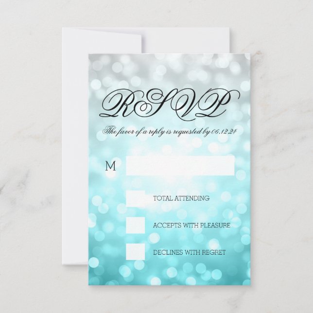 Beach Ombre Bokeh Lights Elegant Wedding UAWG RSVP Karte (Vorderseite)