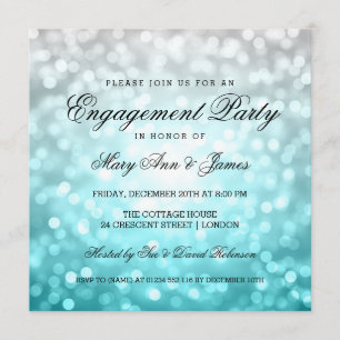 Beach Ombre Bokeh Lights Elegante Engagement Party Einladung