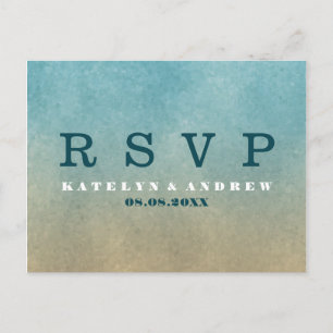 Beach Ombre Minimal Wedding RSVP Einladungspostkarte